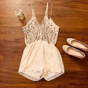 ZARA Light Pink Beaded Romper- Size S